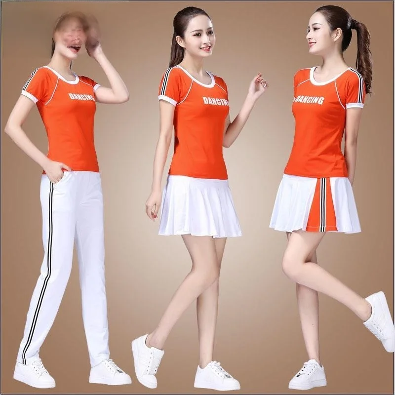 

New Summer ort Sve Fitn Dance Costume Women's Ghost Step Square Dance Clothes Cotton Blend Stage Performance Outfit