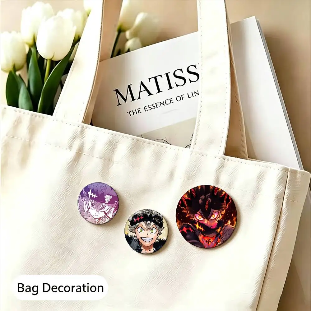 Popular Black Clover Asta Enamel Pin Tinplate Round Brooch Cosplay Nijigen Otaku Culture Badge 25mm 32mm 44mm 58mm view 3
