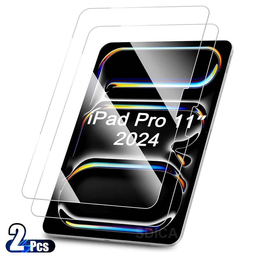 2PCS For iPad Pro 11 inch 2024 M4 Tempered Glass Screen Protector 5th Gen A2837 A3006 Tablet HD Anti-Scratch Protective Film