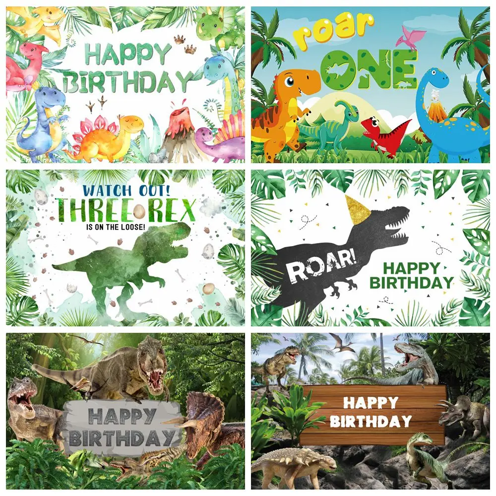 

Dinosaur Backdrop Ancient Jungle Forest Green Leaves Kids Birthday Party Photography Background Decor Banner Photostudio Props