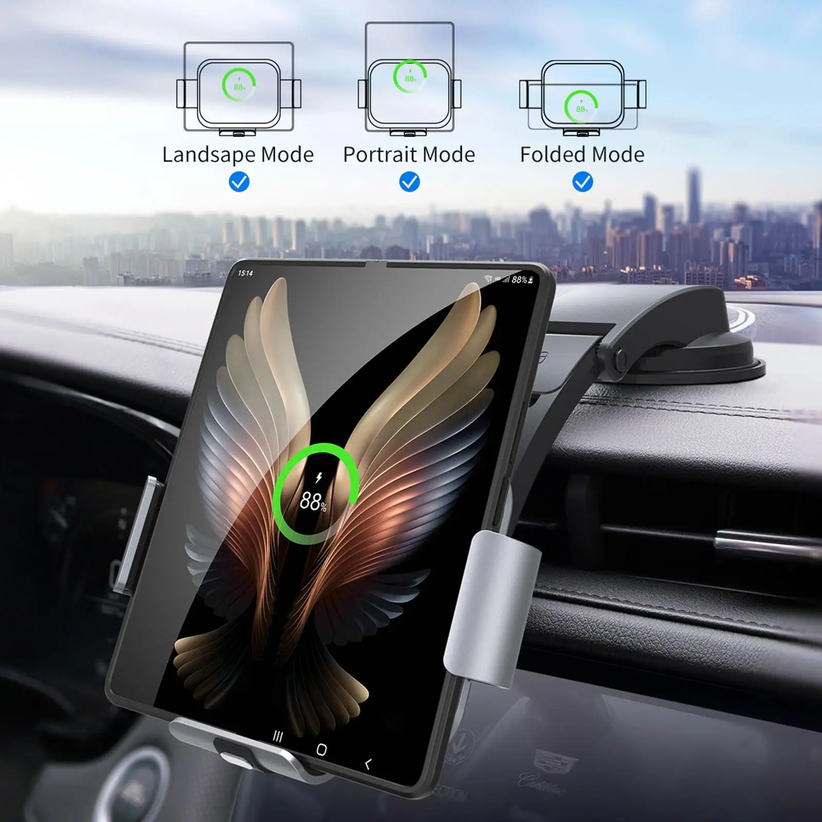 Автомобильный держатель для телефона 30 Вт, совместимый с Samsung Galaxy Z Fold 4/3/13 Pro Max/11/12 Series Pixel 6/S22 Ultra/S21 D4U1