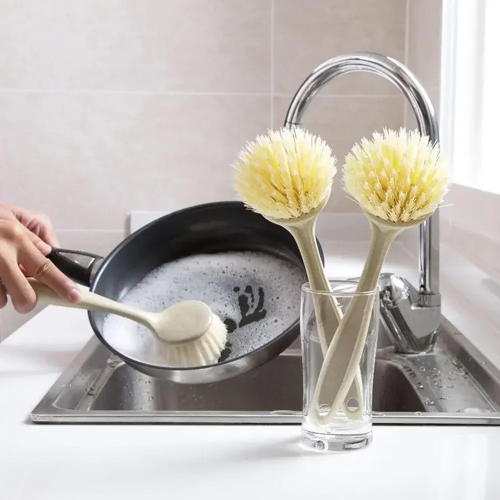 Cleaning Wash Dishes Brush Pot Brush Can Be Hung Long Handle Stove Top Cleaning Brush Wheat Straw Washing Dishes Kitchen Tool