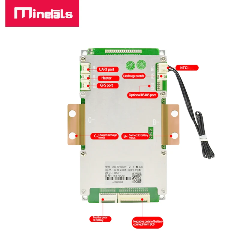 6S-22S SMART BMS mit Heizung Port 12V 24V 48V Unterstützung APP Software 250A 8S 16S BMS LiFePo4 Lipo Li-Ion Balance RS485 UART PCM