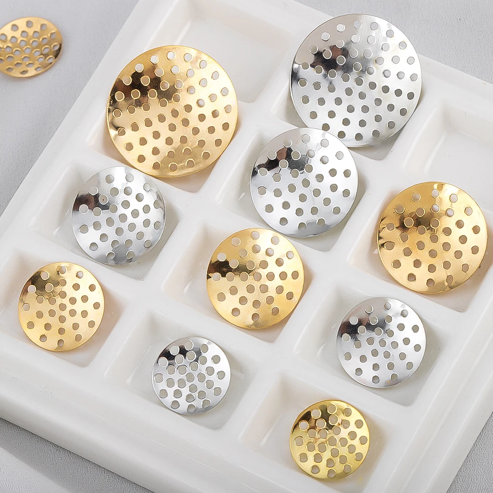 50pcs 14mm-25mm Brooch Base Brooches Bouquet Metal Disk Shell Flower Cabochon Bezel Round Blank For Diy Jewelry Making Wholesale image 3
