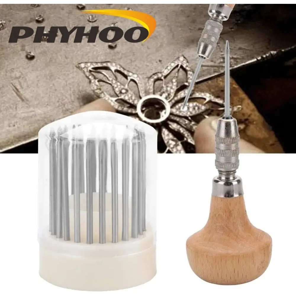 PHYHOO Professional 23Pcs Jewelry Beading Tool Set with Wooden Handle for Diamond Stone Setting and DIY Craft Art Jewelry Making