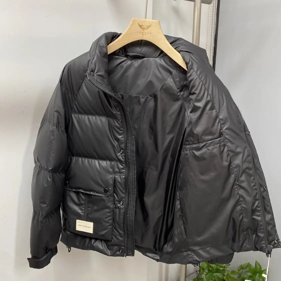 Winter Korean Slim PU Leather Jacket  Unisex Stand Collar Warm Tooling Coat