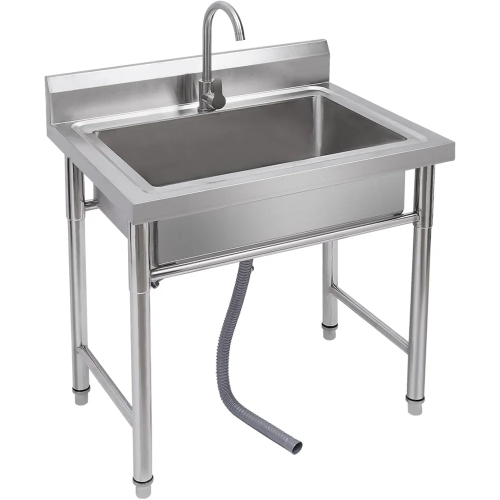 

Single Compartment Stainless Steel Freestanding Utility Sinks, Tableware Portable Sink, Multi-Purpose Commercial Sinks, Restaura
