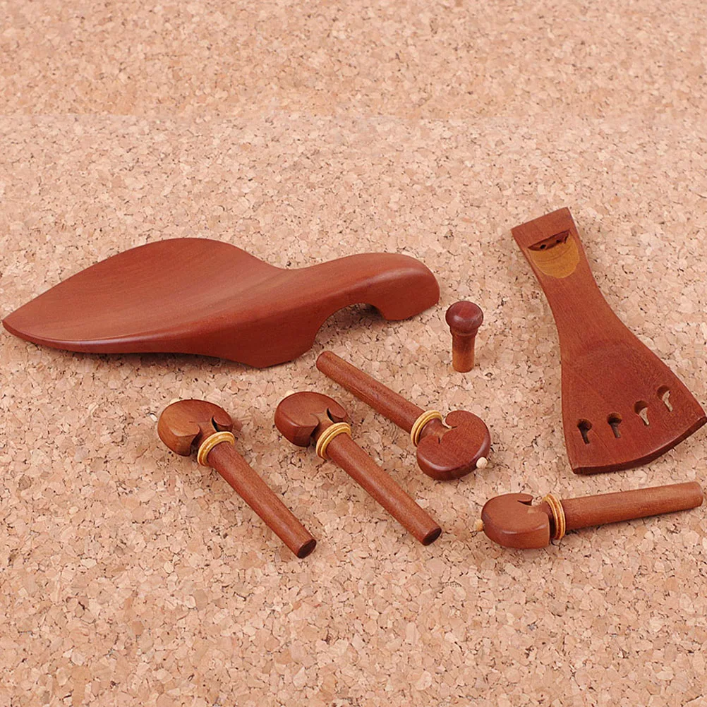 

7 Pcs/set Violin Jujube Wood Chin Rest Peg Accessories Component Tailpiece Wooden Parts