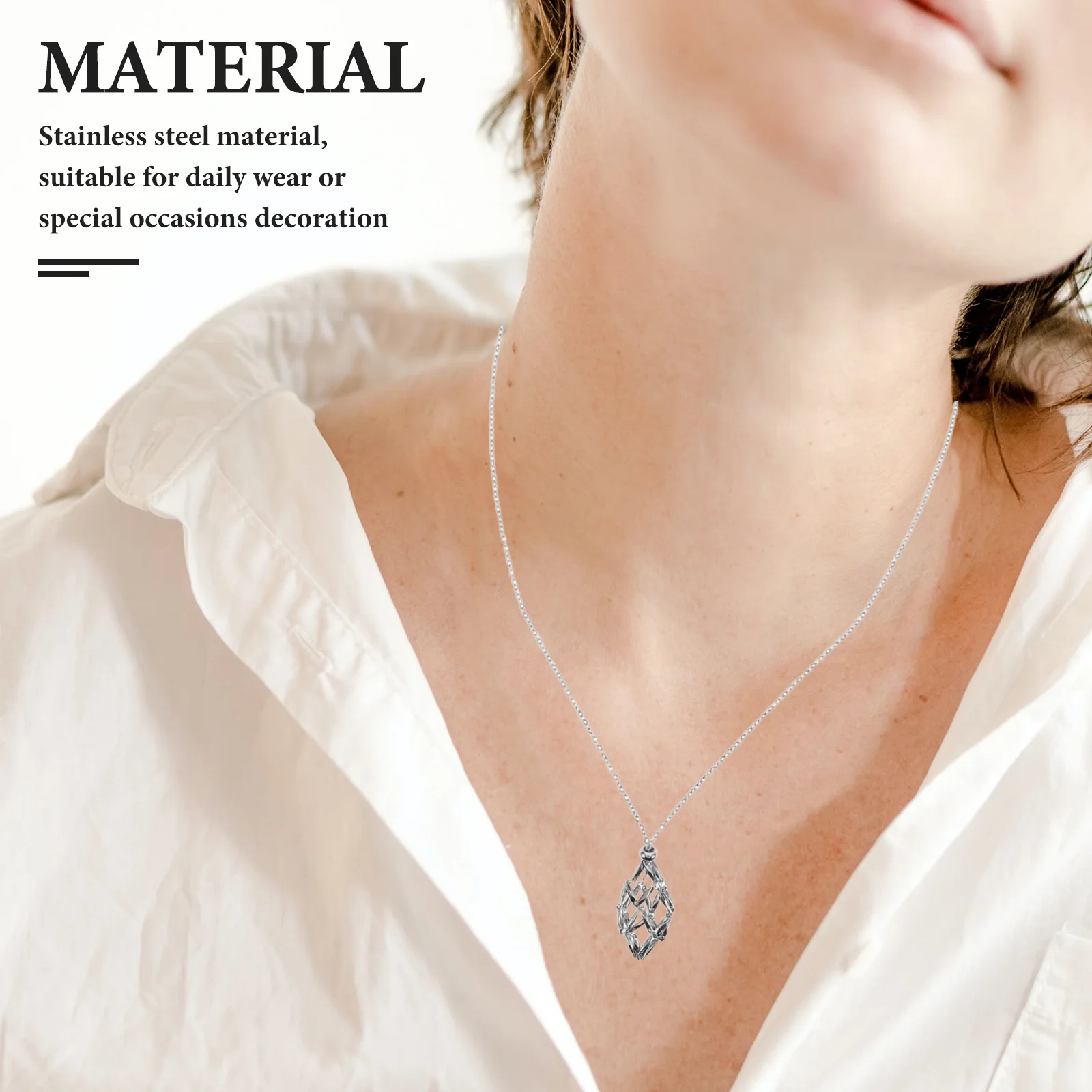 

3pcs Crystal Cage Necklace Stainless Steel Adjustable Chain Pendant For Diy Jewelry Making Empty Stone Holder Durable Wear Easy