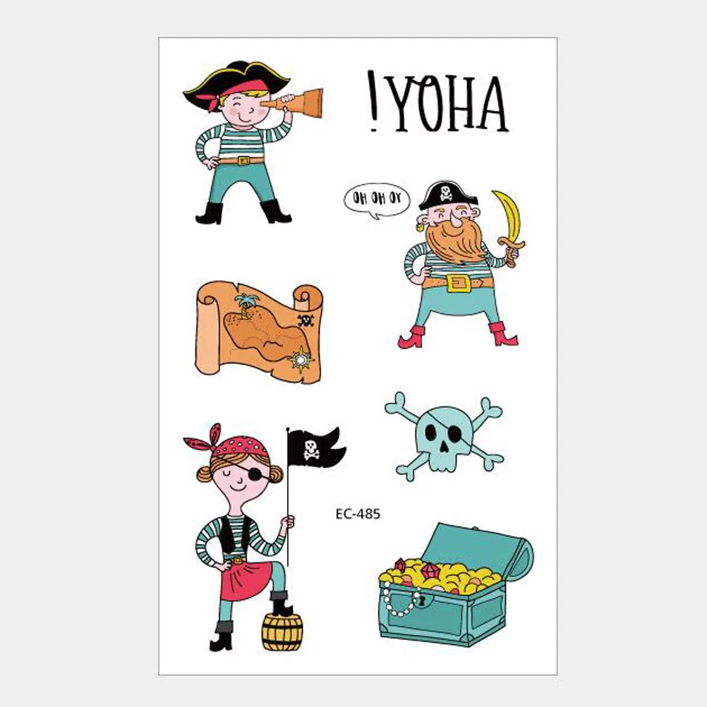 

12pcs Pirate Temporary Tattoos Halloween Sticker For Kids Body Decor Festival Party Gathering Accessory Halloween Body Stickers