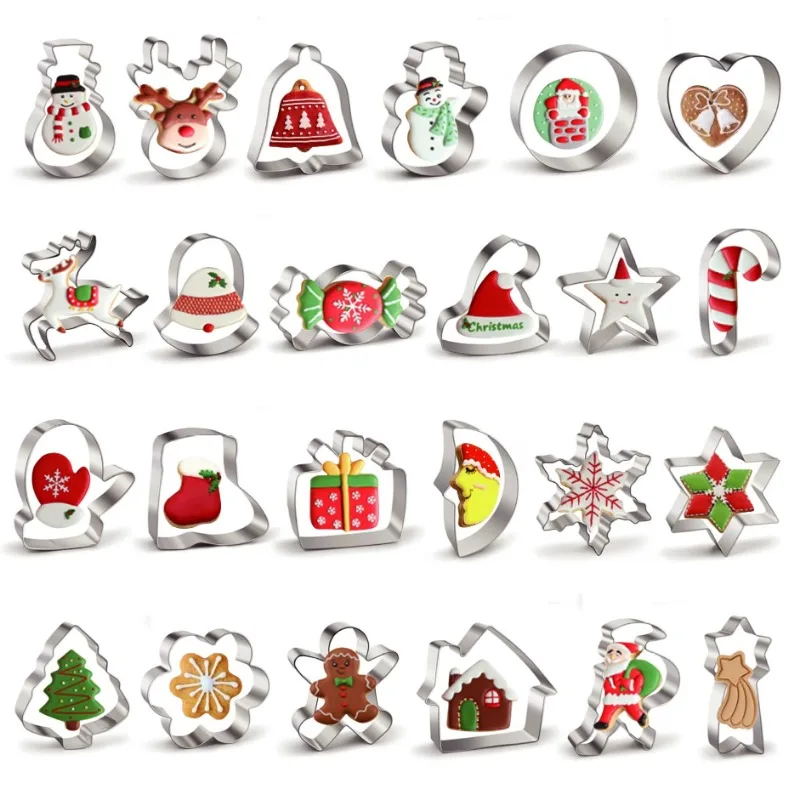 New Christmas Gingerbread House Cookie Cutter Mold Stainless Steel Cookie Mold Xmas Biscuit Party Decorations Kitchen Supplies