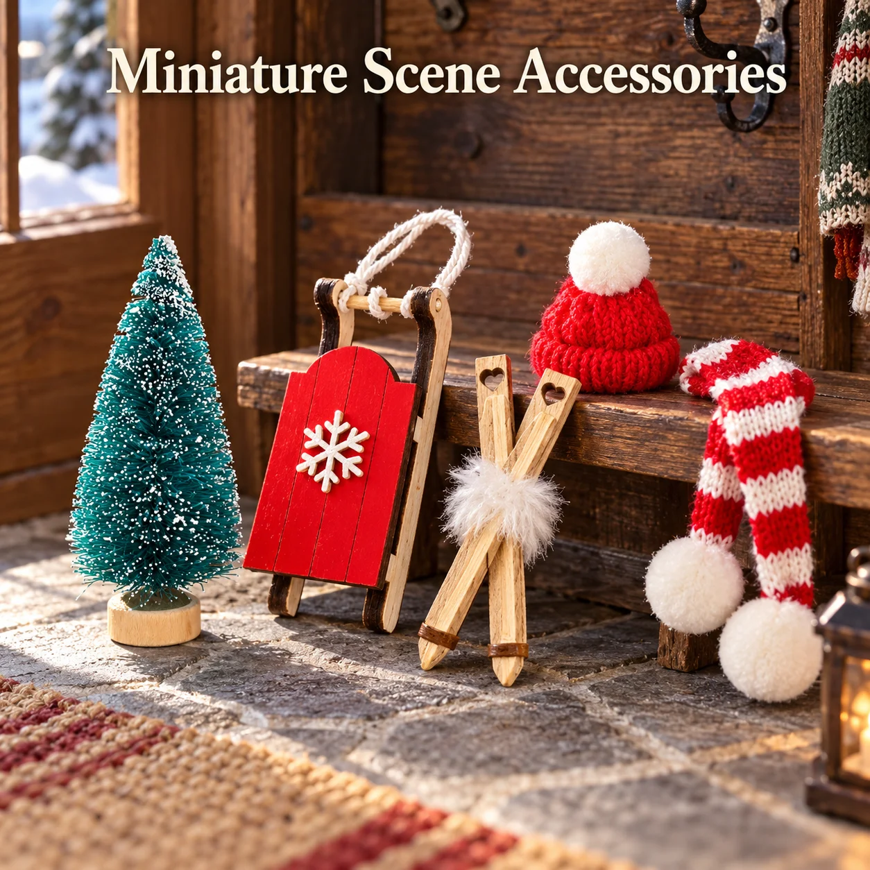 5pceMiniature Christmas accessories,dollhouse Christmas village tabletop micro landscape decoration set,for collectors'collectio