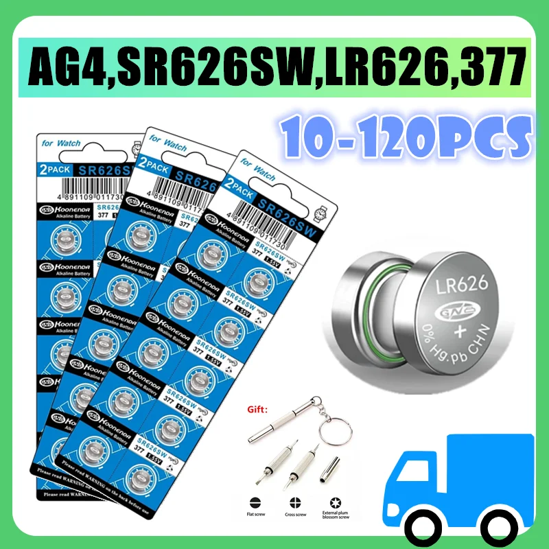 10-120Pcs SR626SW AG4 Battery High Capacity 377S 377 LR626 1.55V Button Cell  for Watch Batteries Candle lamp Replacement