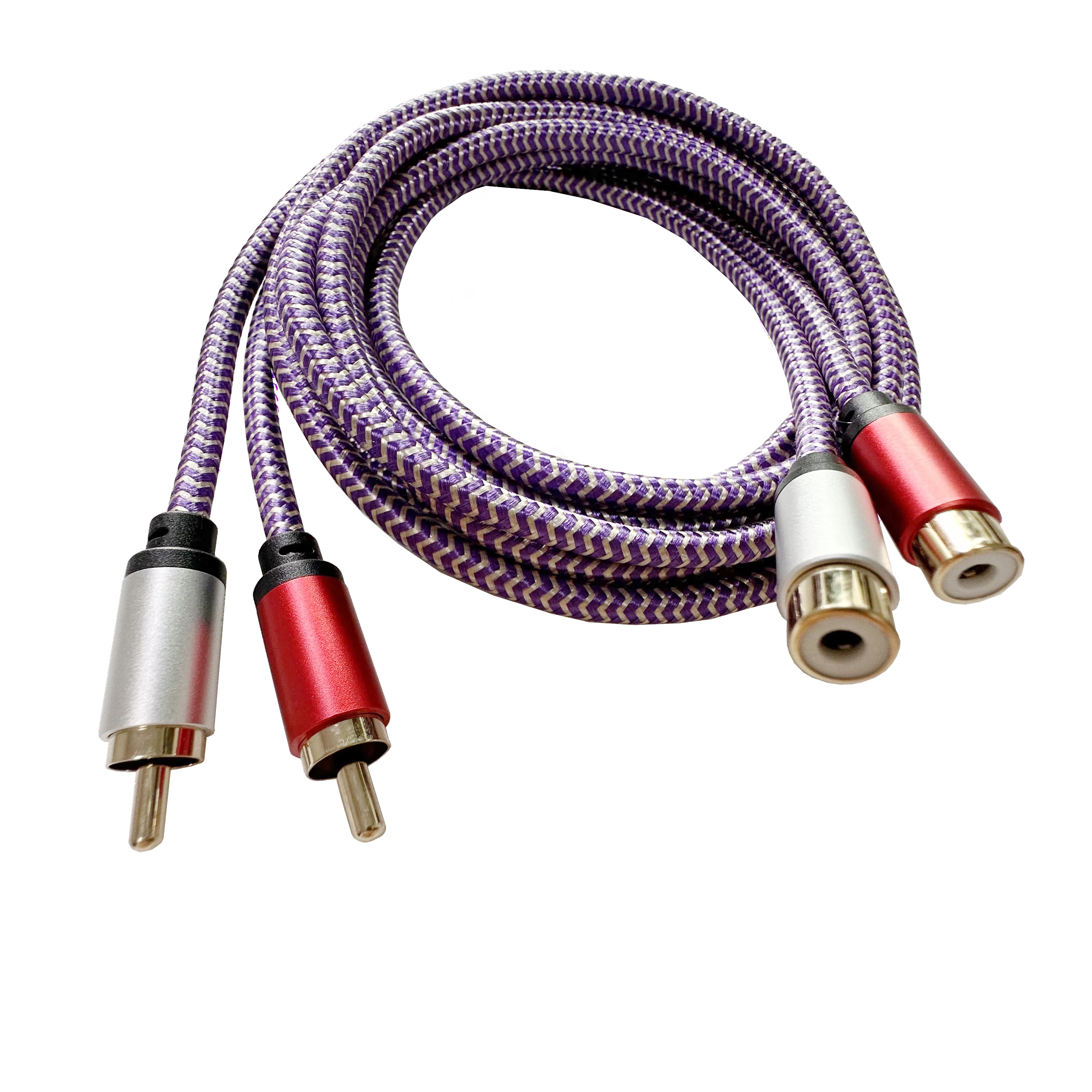 2RCA macho a 2RCA hembra, 2 cables de extensión RCA trenza de nailon 2 RCA macho a 2 RCA hembra Cable de extensión de Audio estéreo 5m/20m