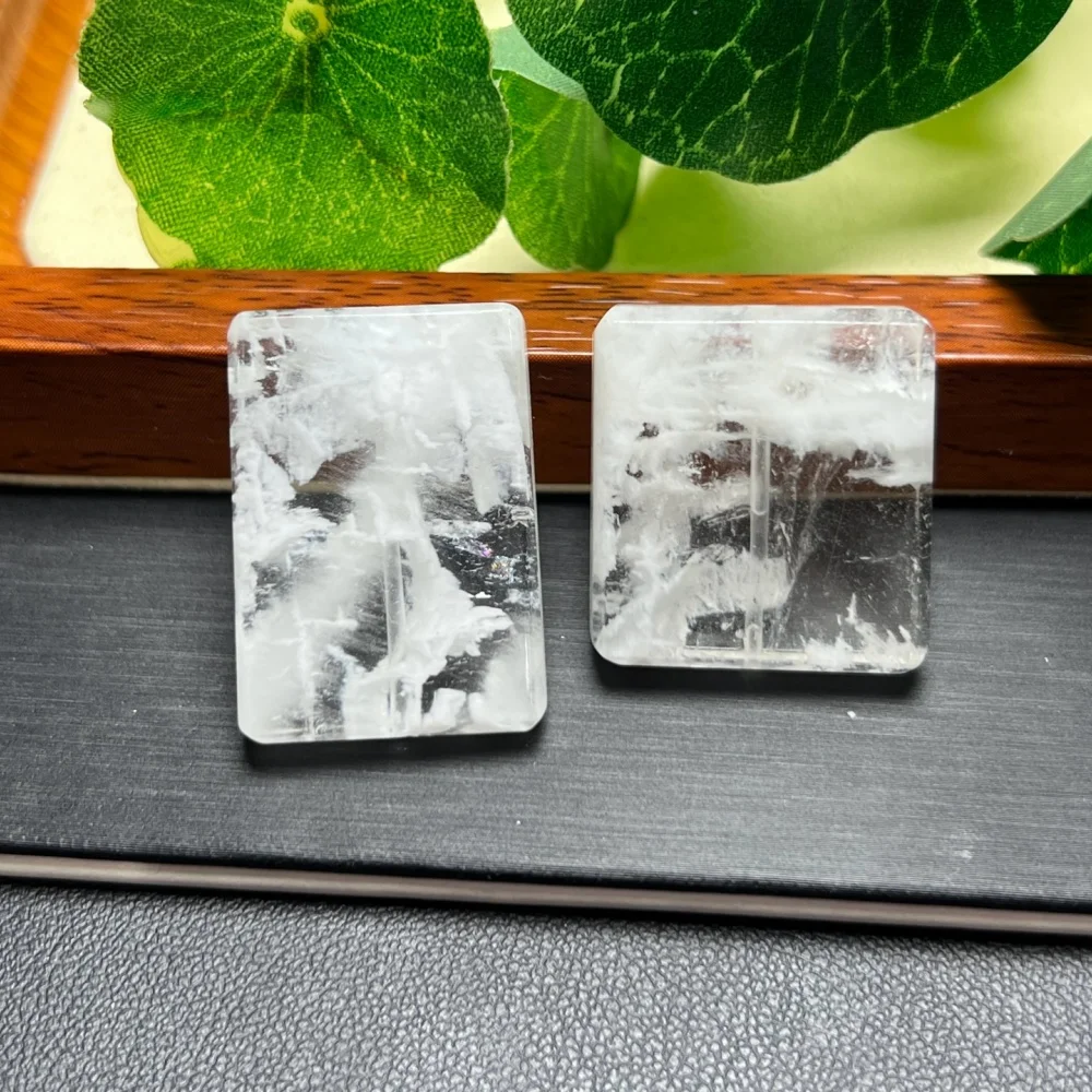 3PCS Natural White Snowflake Garden Quartz Cube Beads Polished Crystal Reiki Healing Jewelry Making Cute Rock Pendant Gift