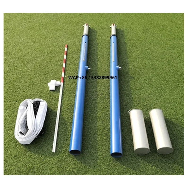 High Quality Steel Aluminium Inground Adjustable Volleyball Pole with Net System Turbine Control 2.0-2.43m Height Adjustment