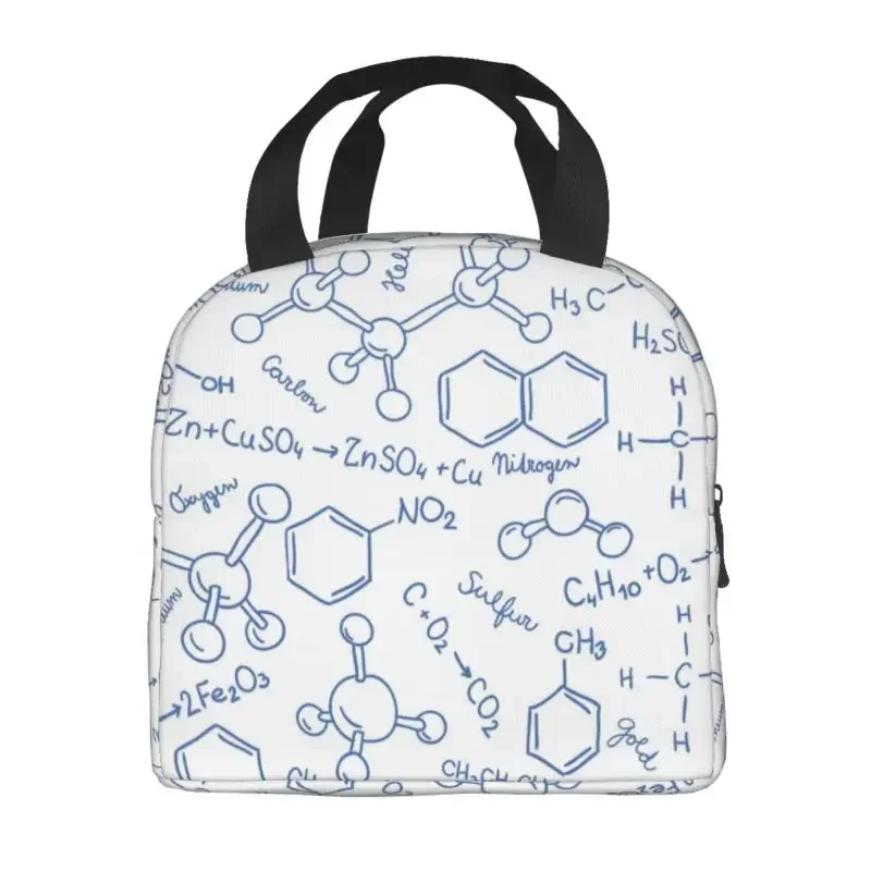 Science Chemistry Pattern Insulated Lunch Bags for Women Biology Resuable Thermal Cooler Food Lunch Box Work School Travel