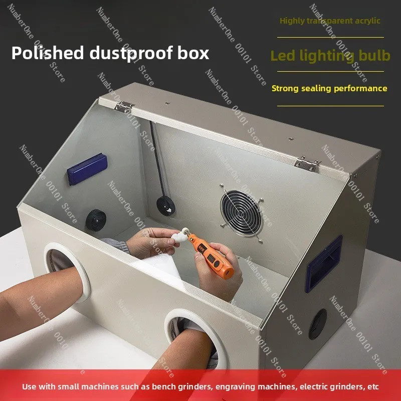 One-piece Dust Proof Polishing Cabinet Clear Cover Bench Grinder Table For Bead Stone Engraving Bulk Supply