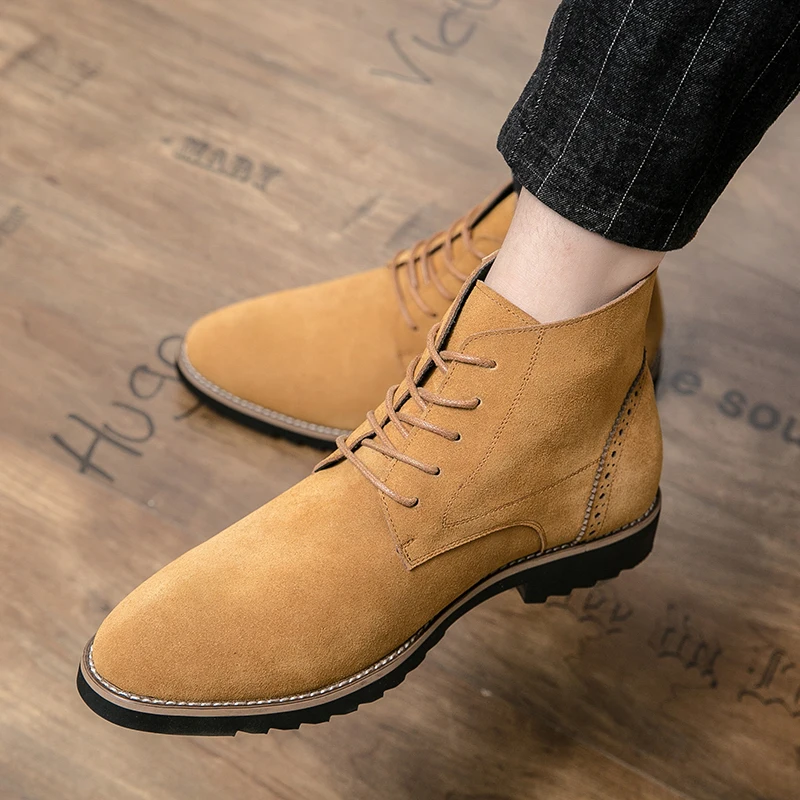 

New Men Ankle Boots Faux Suede Lace-up Round Toe Business Formal Boots Size 38-45 Mens Boots