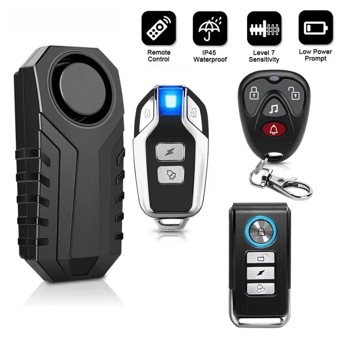 Wireless Motorcycle Bike Vibration Alarm IP55 Waterproof Bicycle Alarm Remote Control Anti-theft Motobike Detector Alarm System