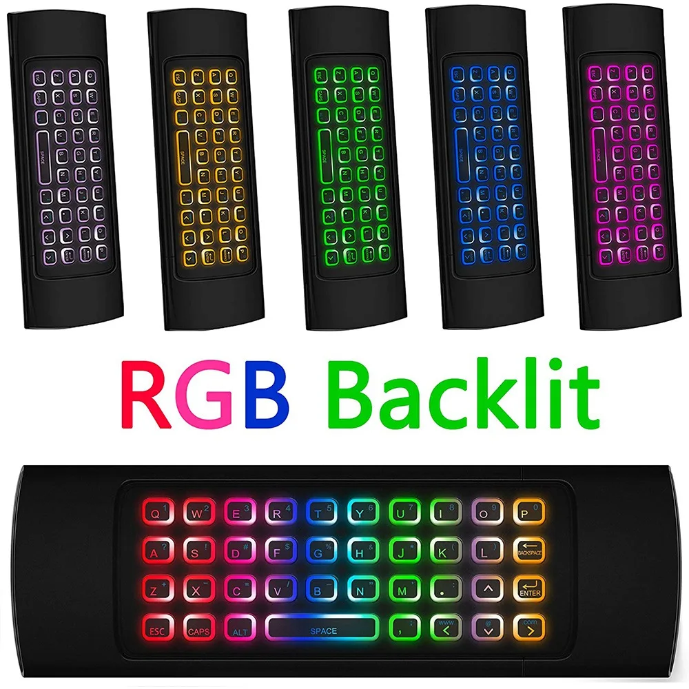 Mini clavier sans fil avec rétroéclairage RVB MX3 Pro, souris Air Mouse pour Android TV Box, télécommande, apprentissage IR