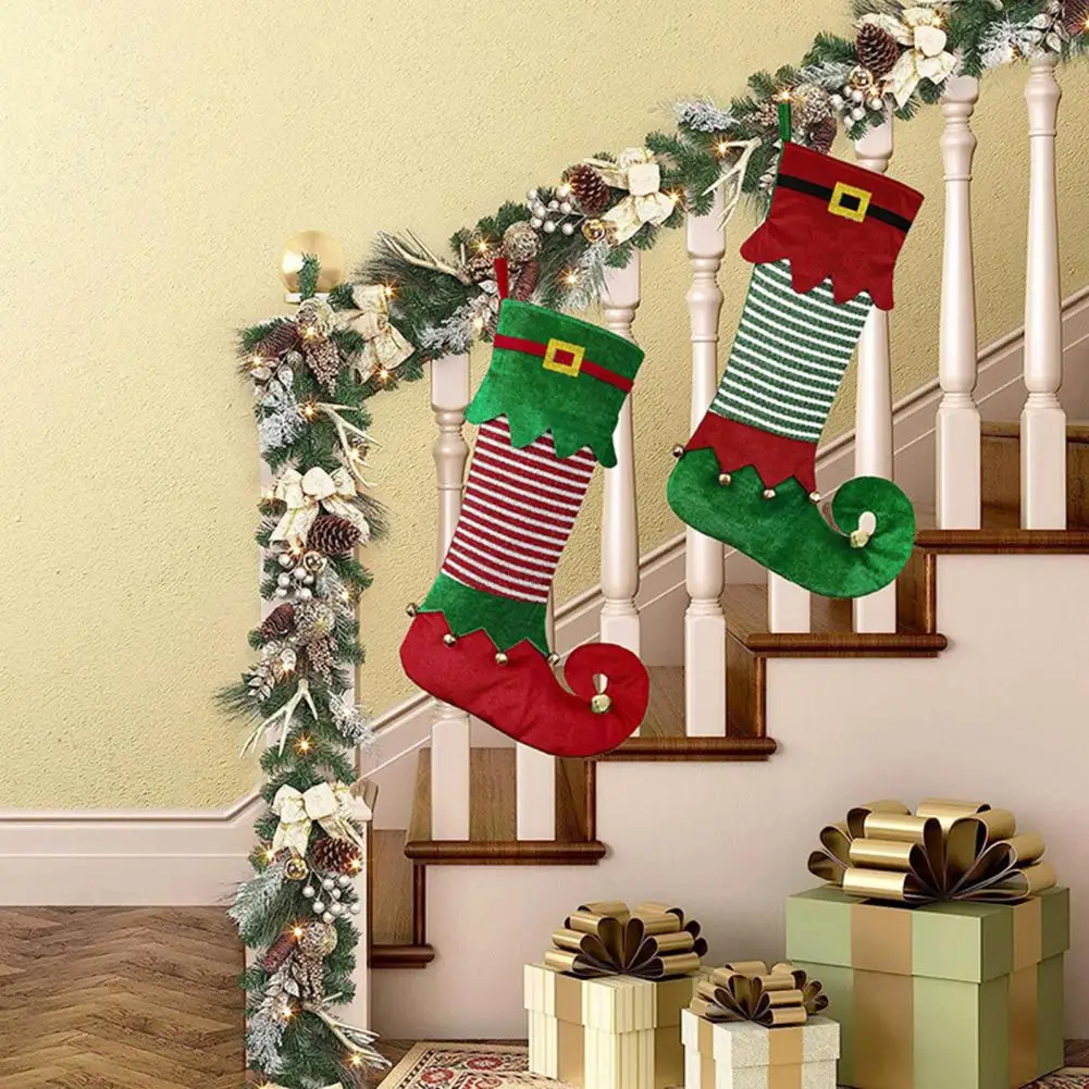 

Christmas Elf Stocking Large Capacity Holiday Decoration Christmas Tree Kids Gift Candy Bag Hanging Sock Pendant Party Supplies