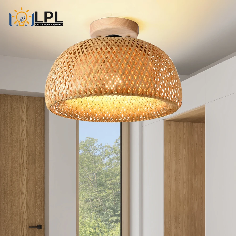 

Bamboo Ceiling Lamp Shade Home Decorative Art Chandelier Lampshade Rattan Ceiling Lights Pendant Shade Restaurant