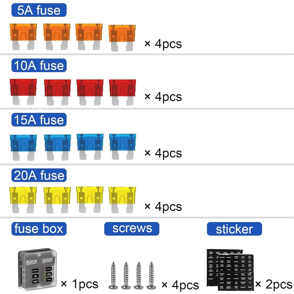 A83Z 6 Way Fuse Block Box 12V/24V DC, ATC/ATO Fuse Panel with LED Indicator for Marine Boat Automotive Motorcycle