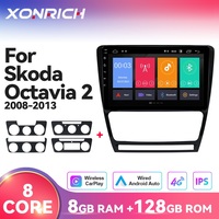 AI Voice Wireless Carplay Android14 Car Radio Multimedia For SKODA Octavia 2 2008-2013 A5 Audio Player 128GB Navigation 4G Wifi