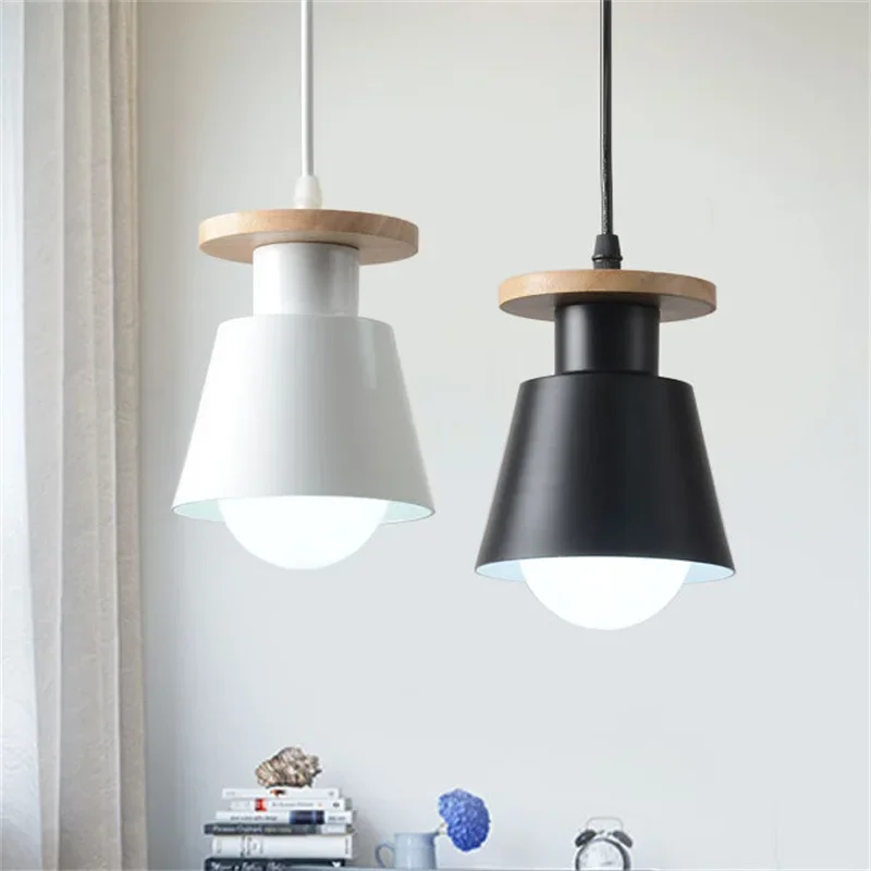 

Nordic Restaurant Chandelier Modern Living Room Bedroom Bedside Lighting Creative Macaron Corridor Balcony Wooden Pendant Lamp