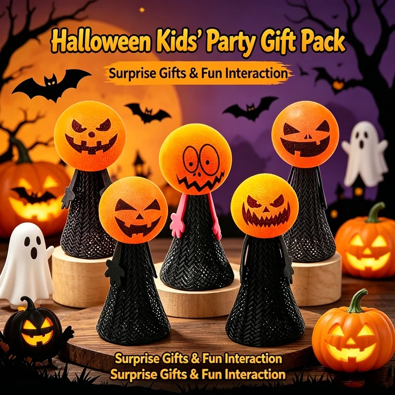 Funny Halloween Pumpkin Elastic Pop Up Toys Mesh Bounce Stress Relief Doll Halloween Party Favors Kids Novelty Gift Random Style