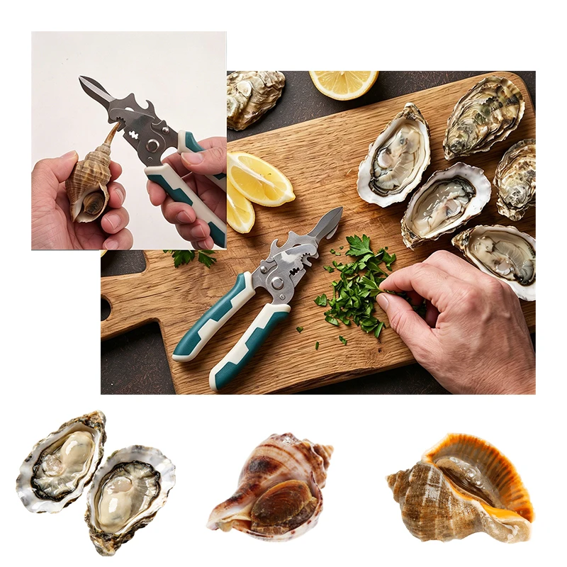 Non-slip Handle Stainless Steel Oyster Knife Thickened Multi-purpose Shellfish Opener Seafood Shucking Tool