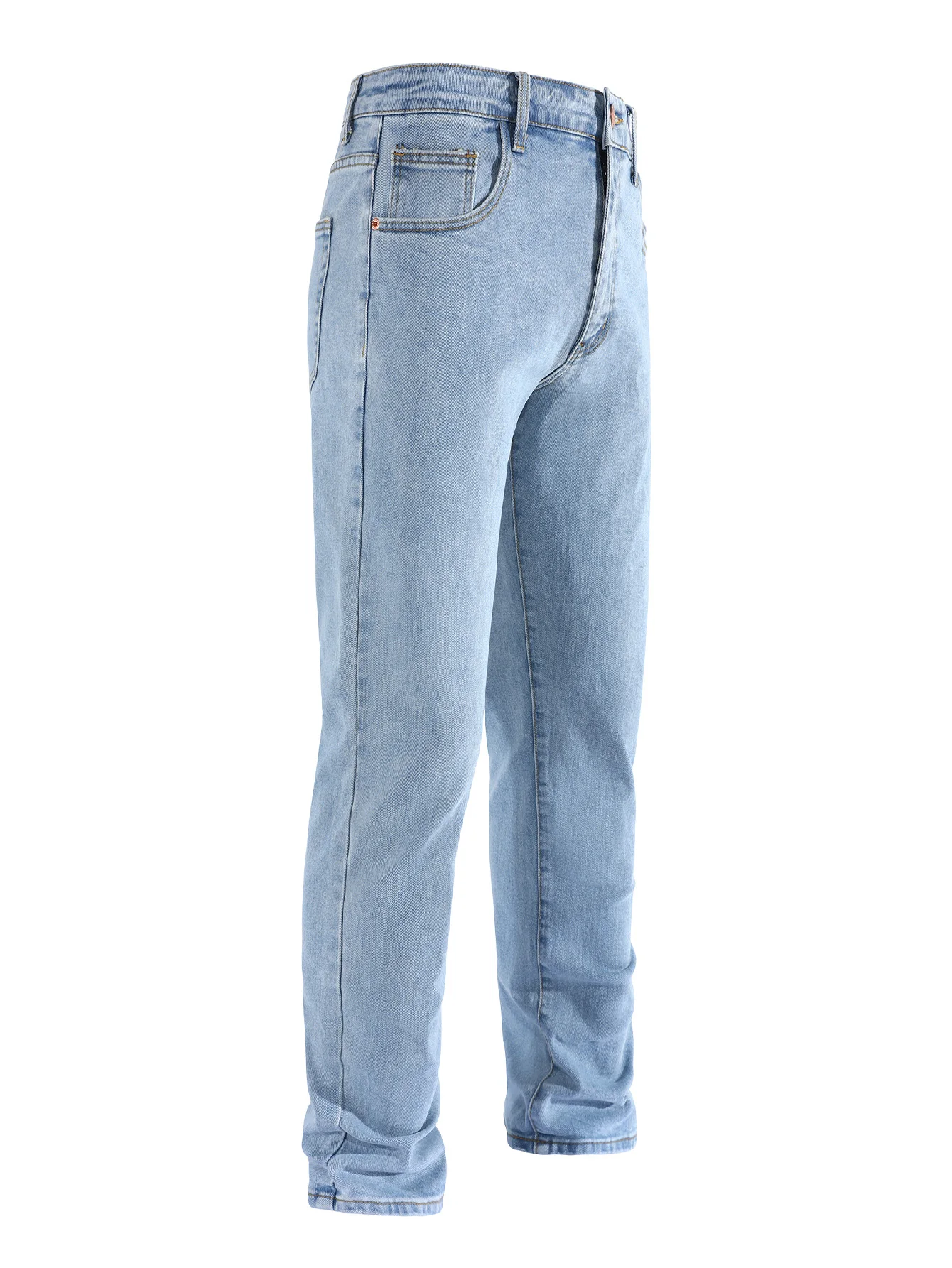 Light Blue Stretch Denim Jeans for Men Slim Fit Aesthetic Versatile Work Weekend High Quality FashionForward