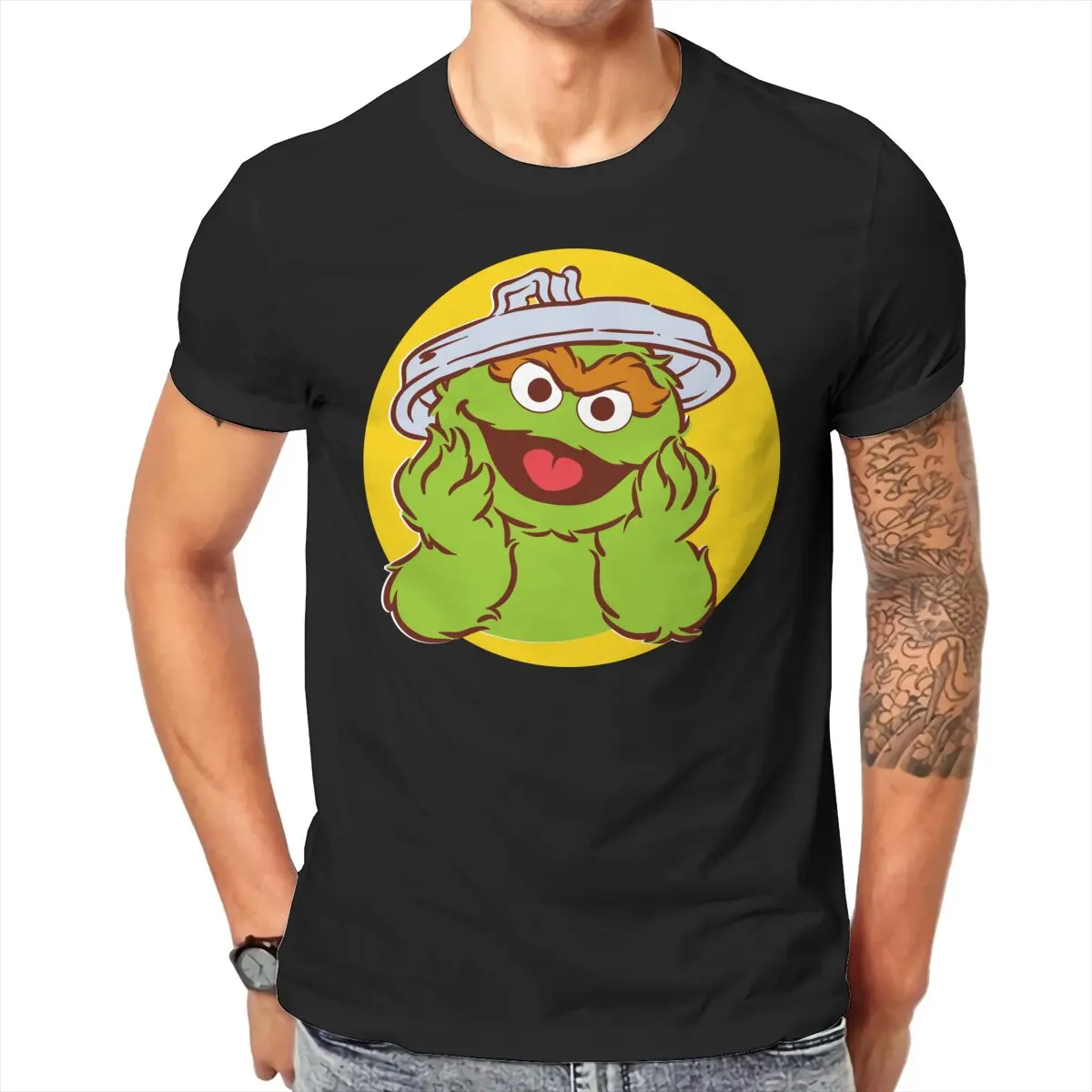 Men Sesame Streets T-Shirt Fashion Style Oscar the Grouch Hipster Ofertas O Neck Graphic Tshirt