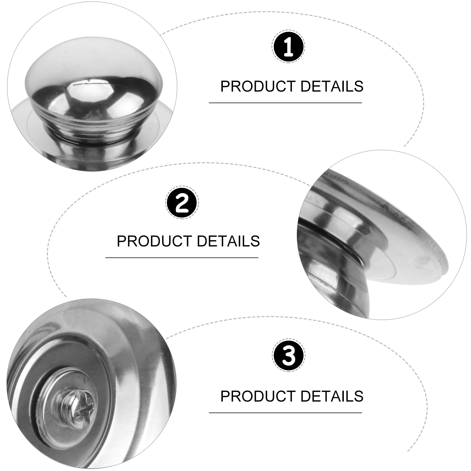 

2pcs Pot Lid Knob Stainless Steel High Temp Resistance Easy Install 0 5-1 5cm Hole Cookware Kitchen Bar Supplies