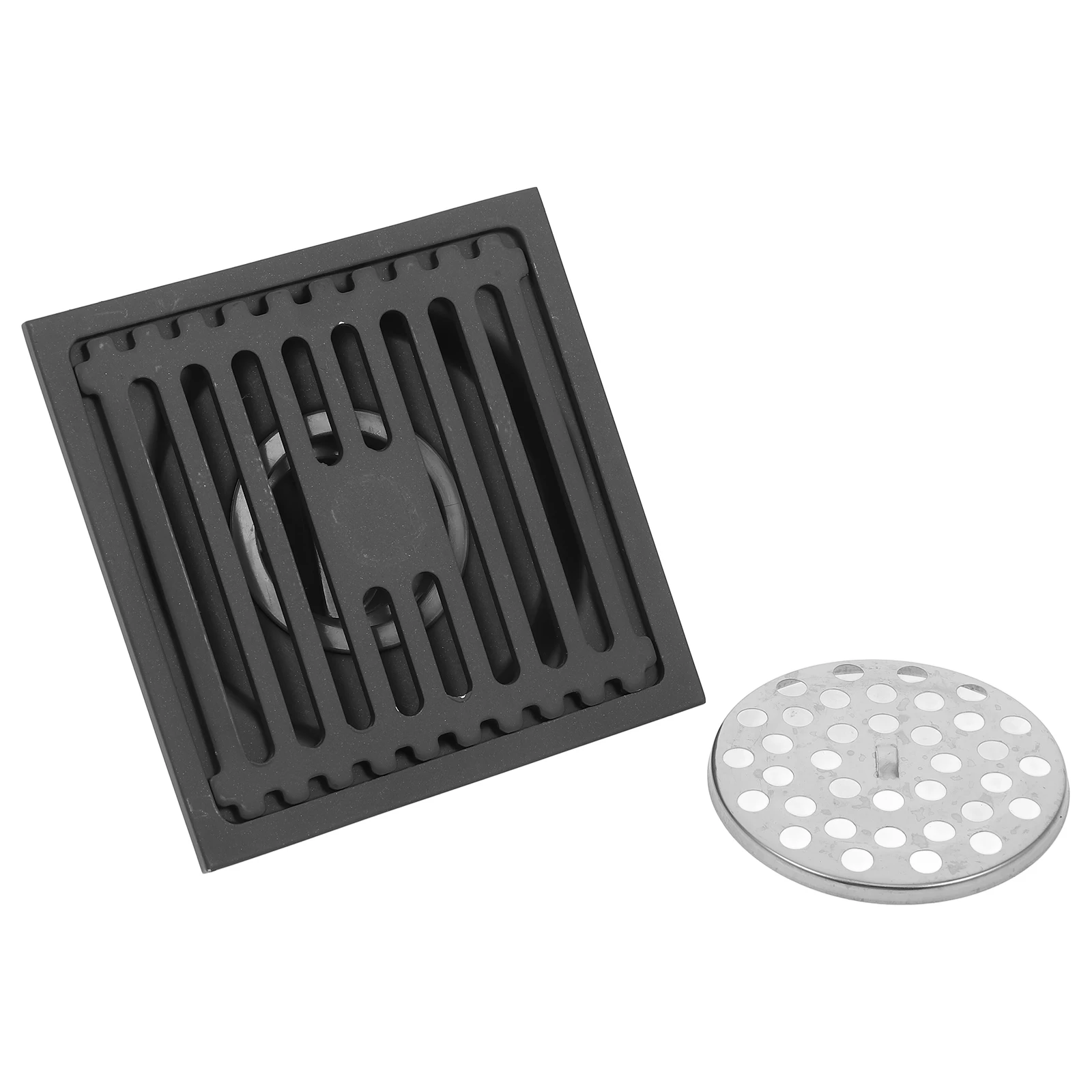 

Stainless Steel Linear Shower Base Floor Drain For Bathrooms Square Dark Grey Odor Prevention Antioverflow Hair Catcher Bathroom
