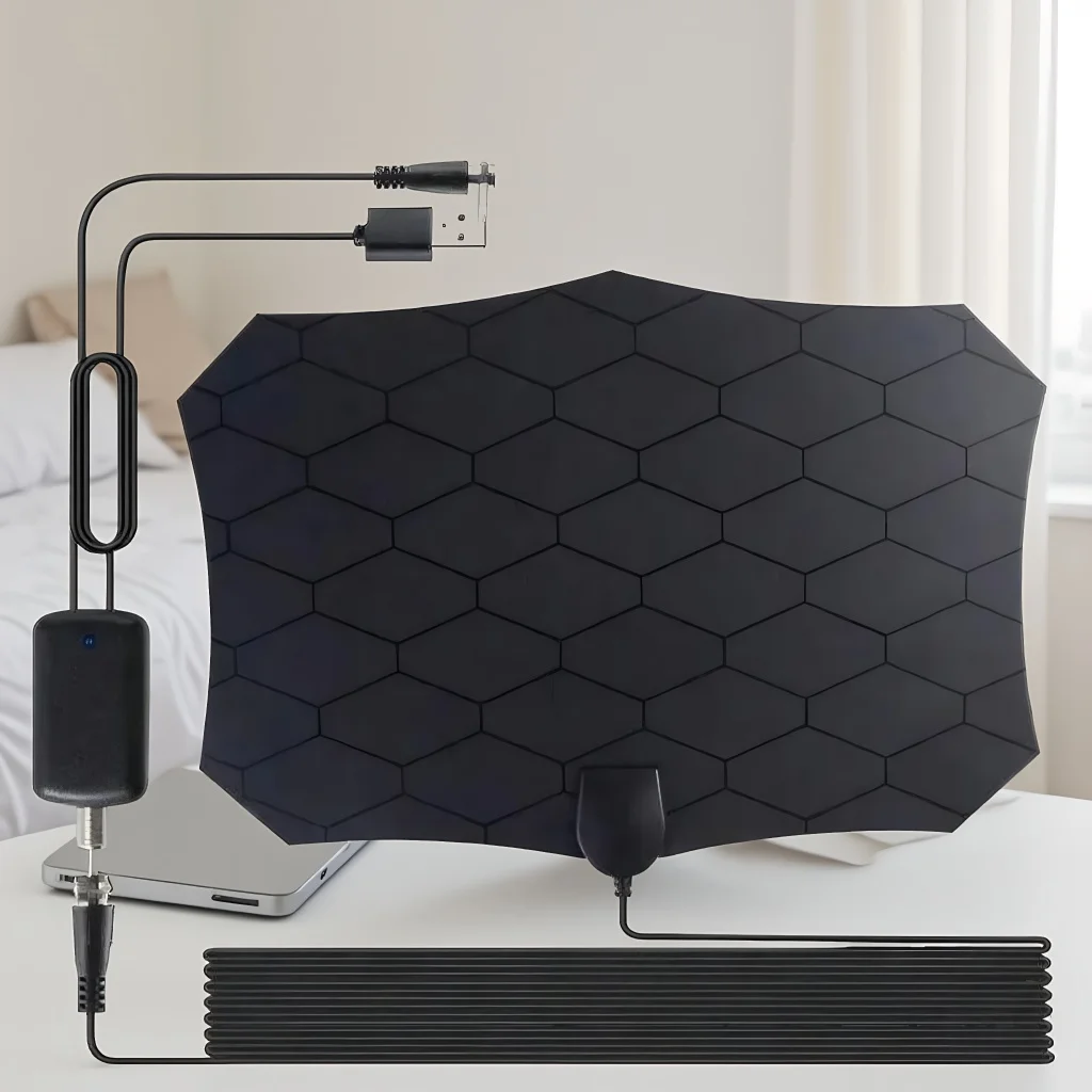 

4K High Gain HD TV Antenna - DTV Box EU Plug Booster Active Indoor Aerial HD Flat Design with Signal Amplifier