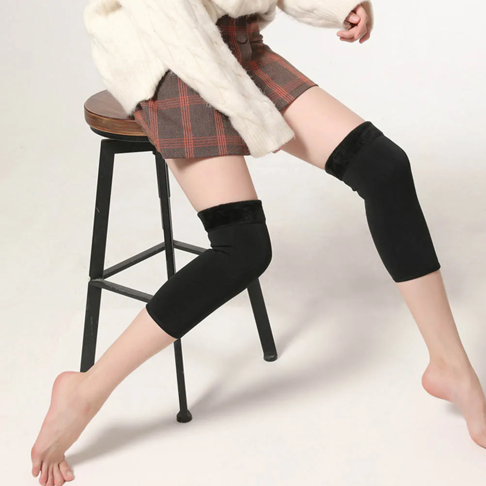 

2Pairs Elastic Knee Support Warm Protector Sleeve Knee Pads for Winter Fall Running Exercise Women Men