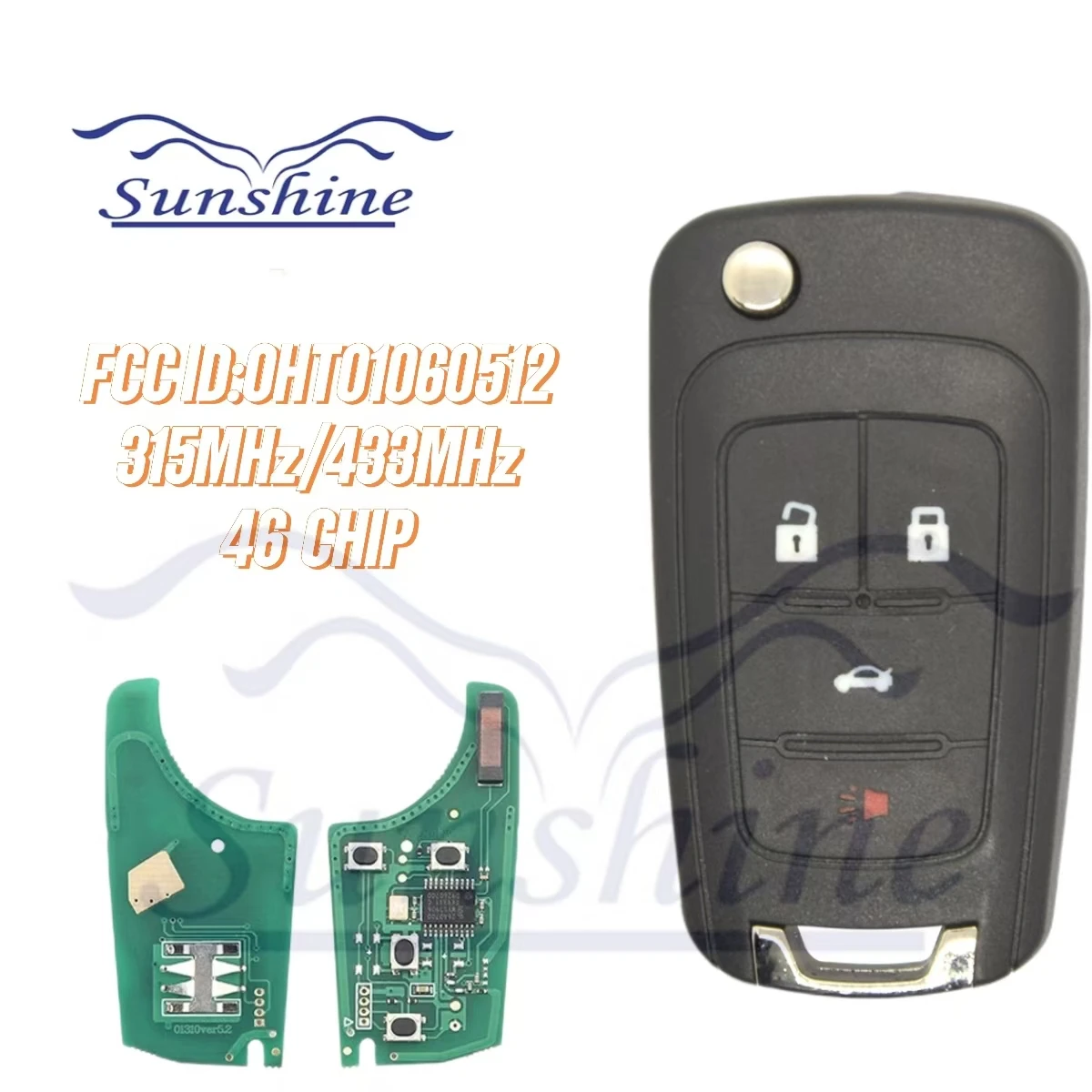 Sunshine car key OHT01060512  315/433Mhz ID46  Remote Car Key for Chevrolet Cruze Aveo Epica Lova Camaro Impala Trax  Orlando