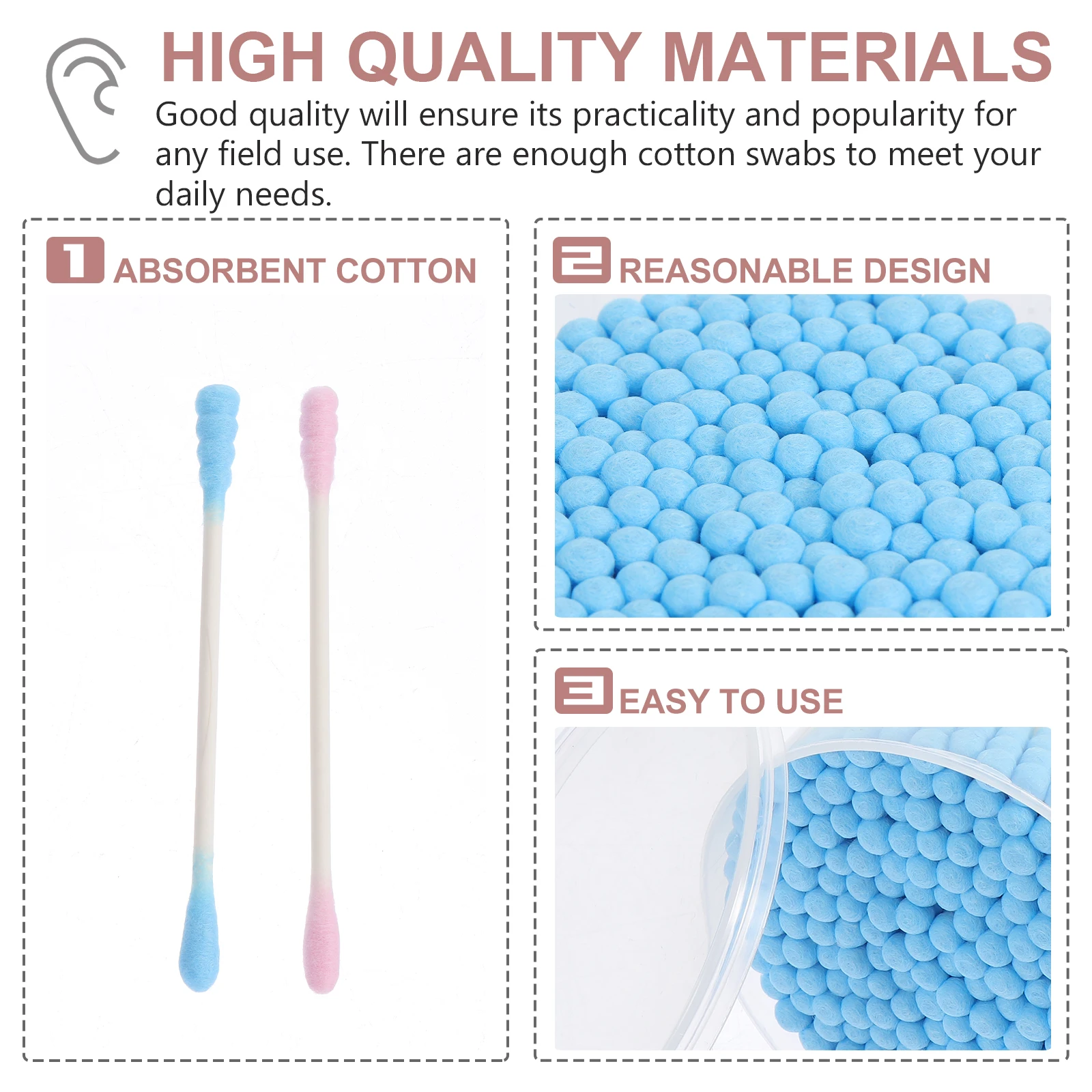 

400pcs Swabs Double Ended Disposable Absorbent Makeup Tools Tattooing Beauty Safe Makeup Cotton Swabs Material