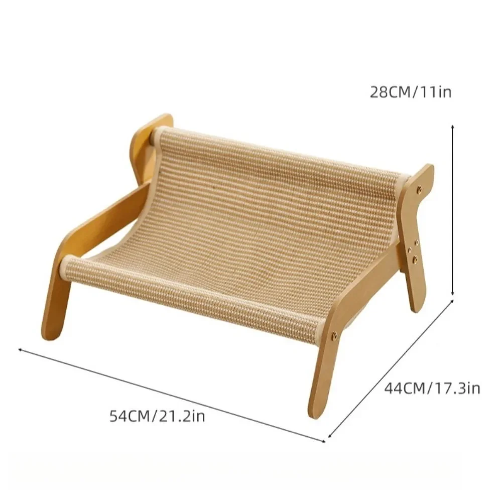 1 Stück Sisal-Katzenkratzbaum mit Liegefläche, Atmungsaktive Katzenhängematte 2-in-1 Kratz- und Ruhebett, Langlebiges Katzenbett mit Holzrahmen