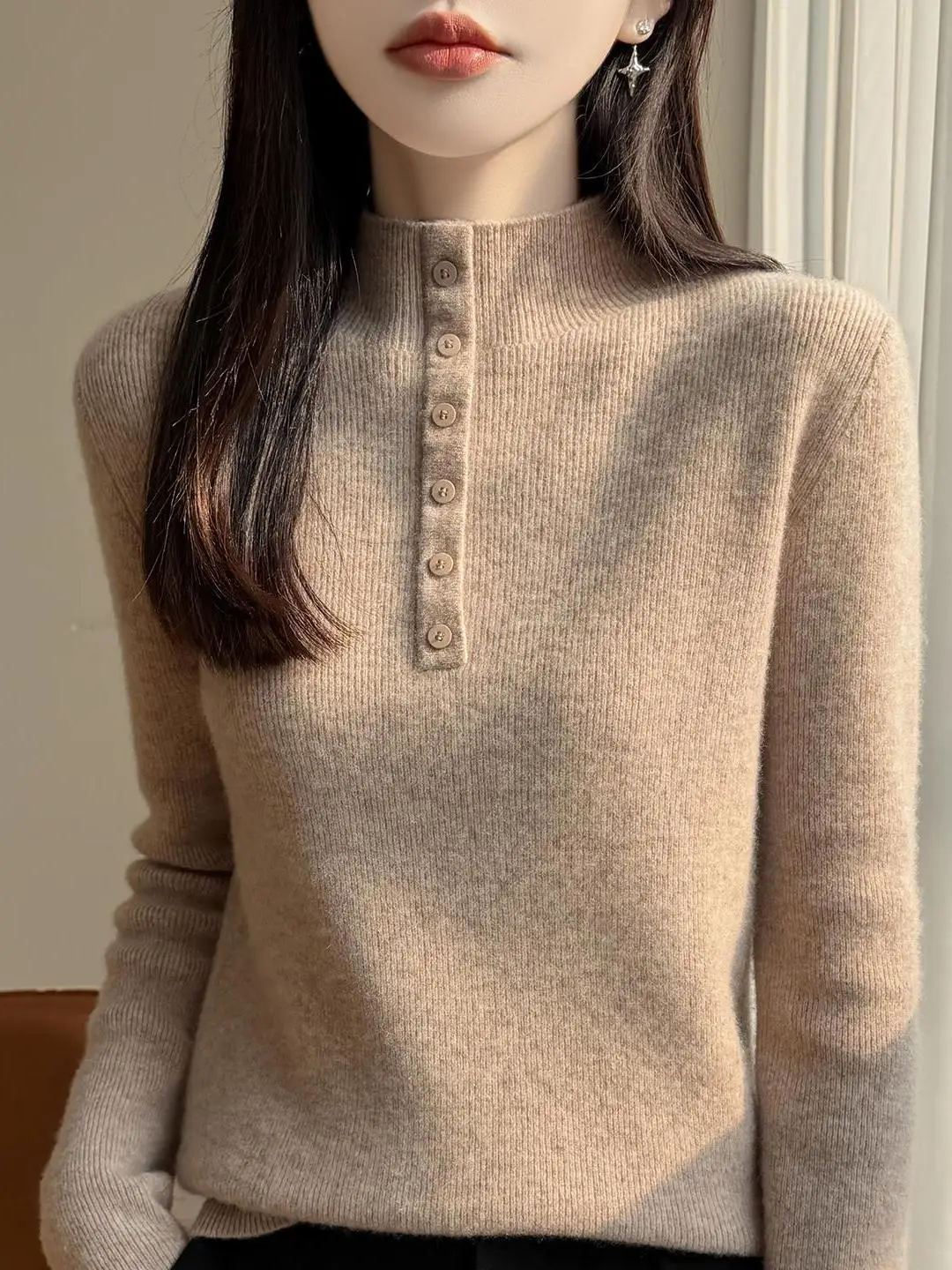 

Женская трикотажная основа irt f с высоким воротником из искусственного меха, внутренняя одежда, топ на пуговицах, облегающий крой, теплый длинный све, зимняя мода