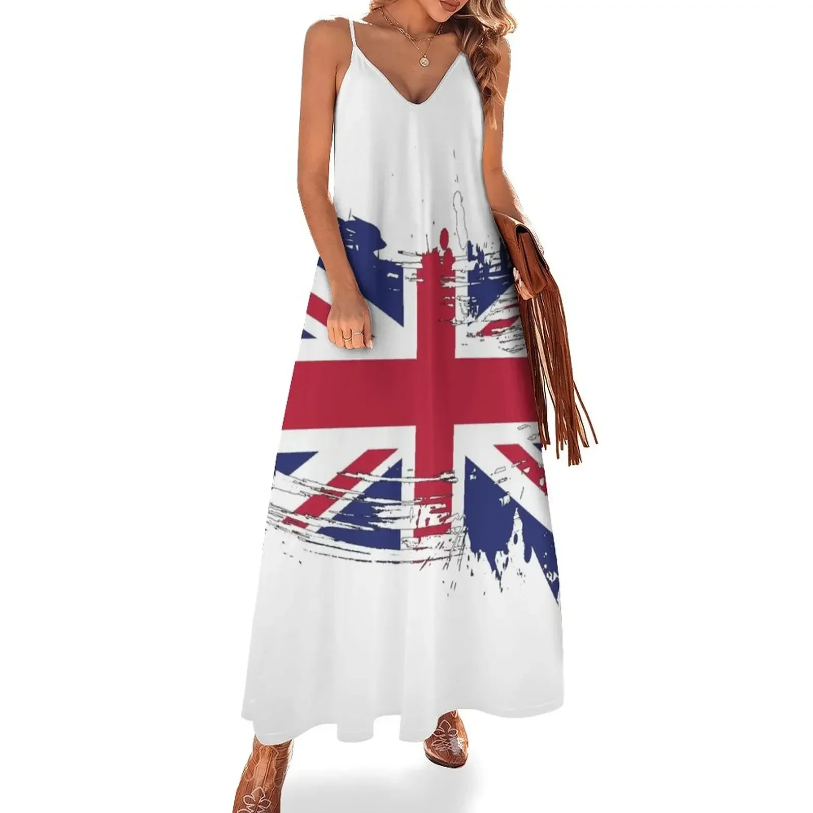 

United Kingdom Flag Brush Splatter Sleeveless Dress dress women summer summer woman dress 2024 dresses for official occasions