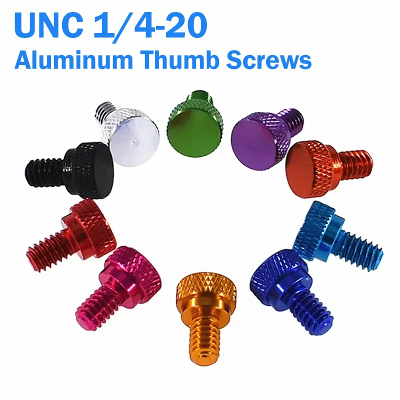 UNC 1/4-20*3/8 1/4-20*1/2 1/4-20*5/8 Aluminium Alloy Hand Grip Knob Bolts Anodised Color Knurled Thumb Screw For PC Case Camera