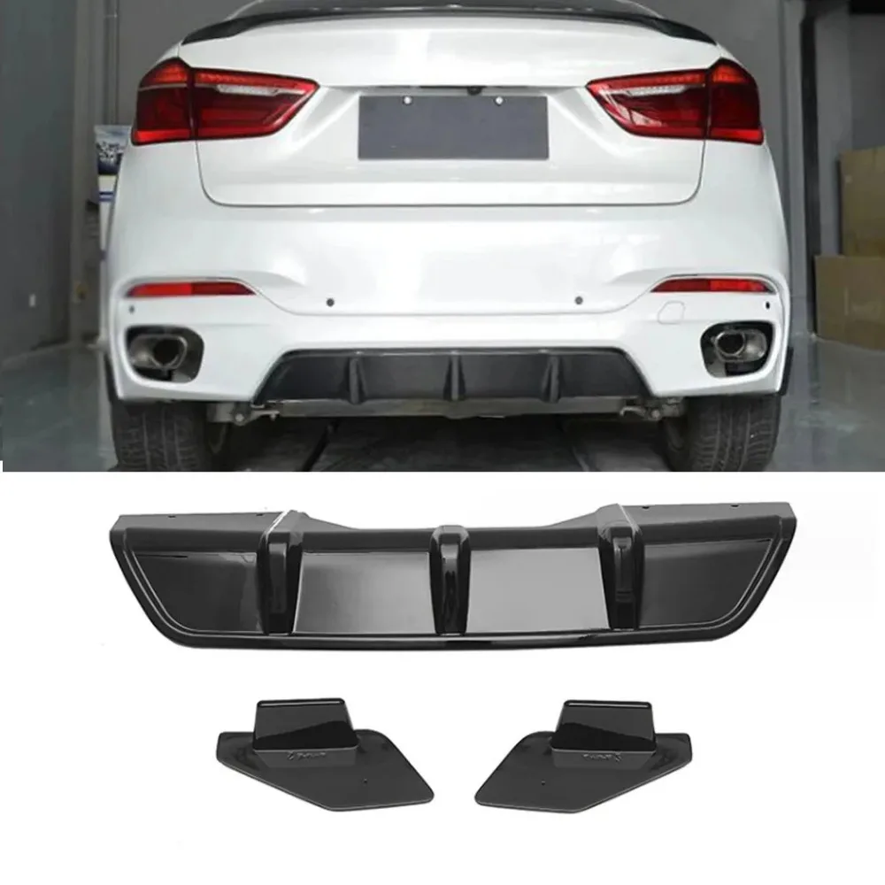 

ABS Rear Bumper Diffuser Exhaust Spoiler Splitters Lip For BMW X6 F16 M Sport SUV 2015 2016 2017 2018 Gloss Black M Performance