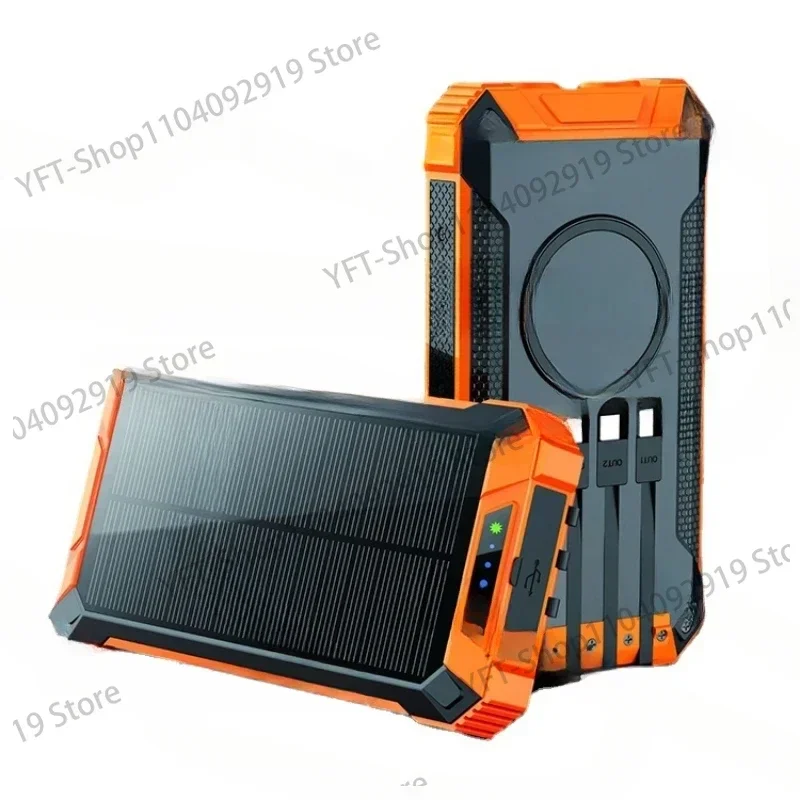 power bank solar waterproof 20000mah type c port folding solar power bank with wireless charging