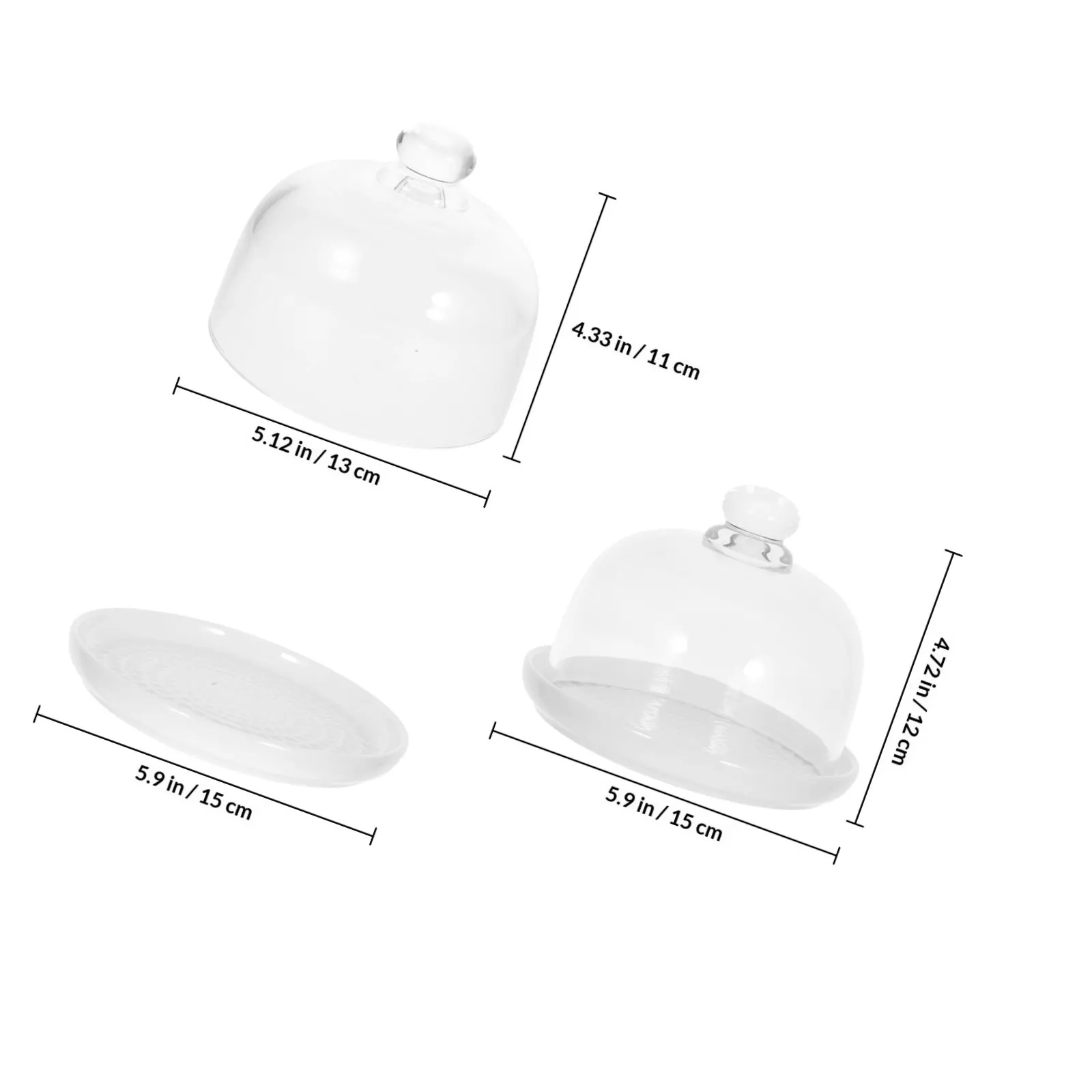 1Set Ceramic Cake Tray with Glass Cover Transparent Food Protector Dessert Display Dome Fresh Food Seal Insect Proof Kitchen - view 3