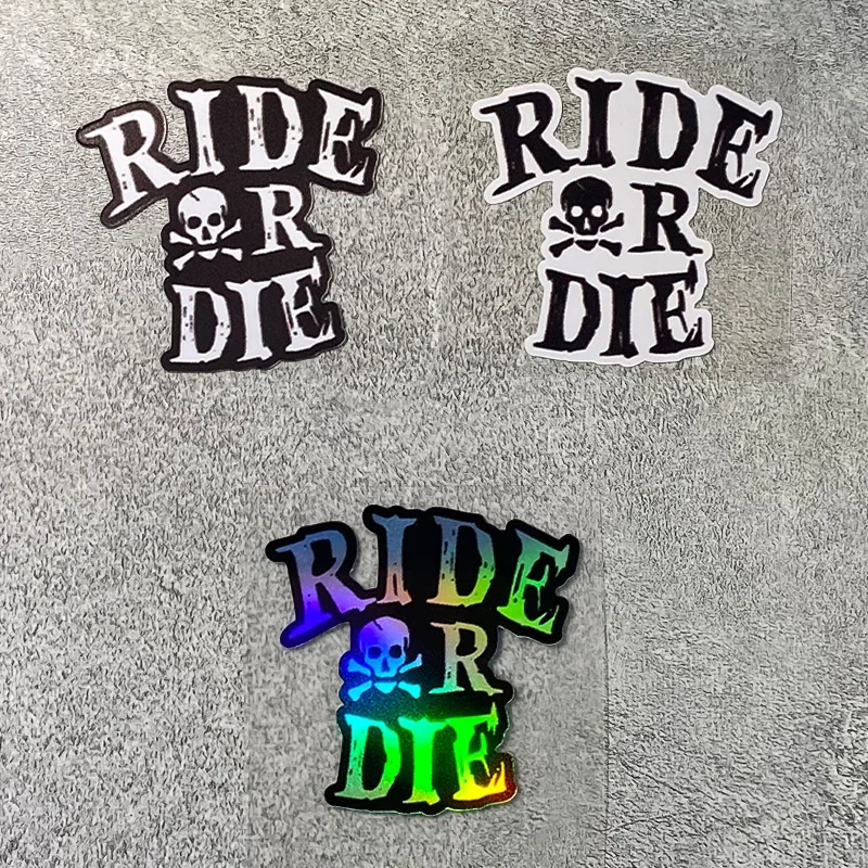 1PC Waterproof RIDE OR DIE Skull Vinyl Stickers for Bicycle Frame Top Tube Down Tube Handlebars Sunscreen DIY Cycling Decor