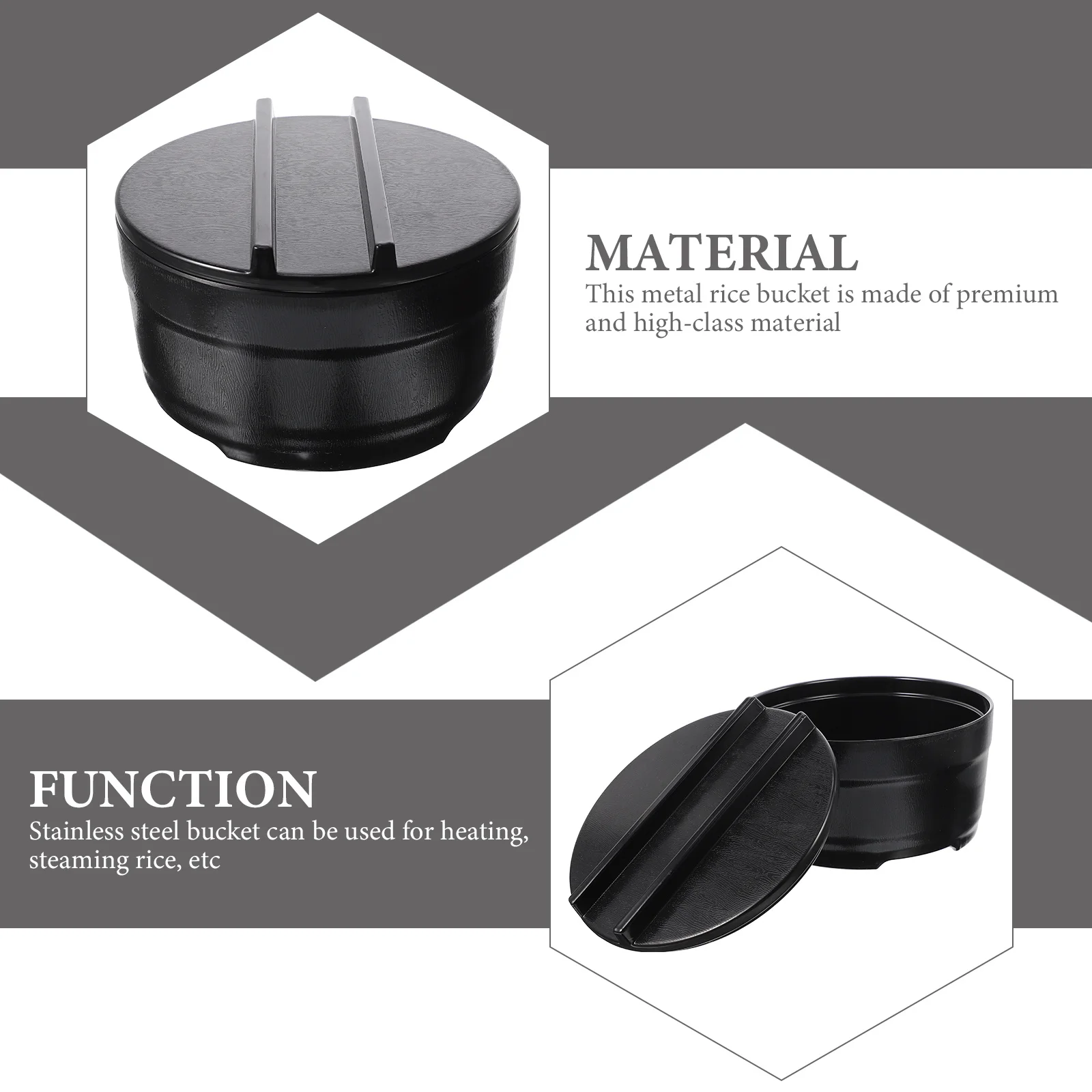 

1 Set Of Wooden Bucket Rice Steamer Stainless Steel Kitchen Rice Container With Lid Multi-Function Metal Storage Bucket For Home