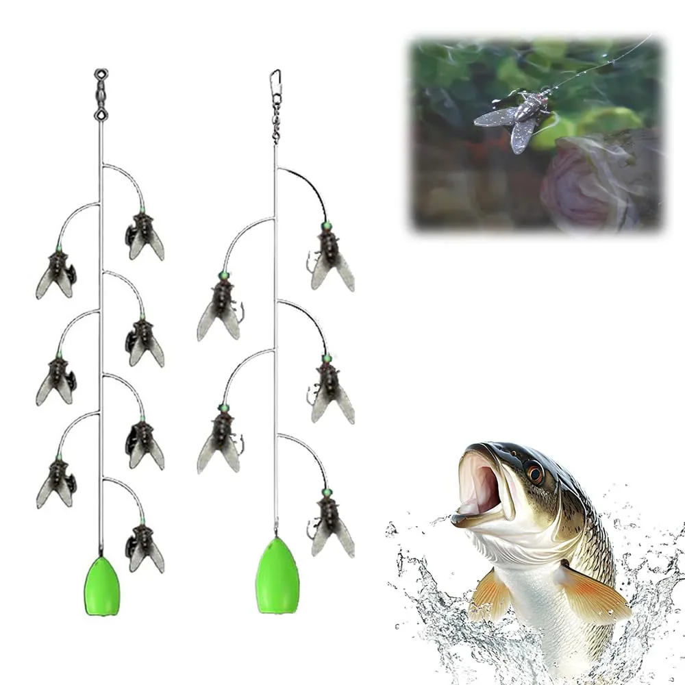 Multi-Haken Künstliches Fliegenfischen-Köderset 3D Biomimetischer Fliegenfischen-Köder Schnellangriff-Fliegenköder Manuelles Köderset für Verschiedene Fische – Detail 1